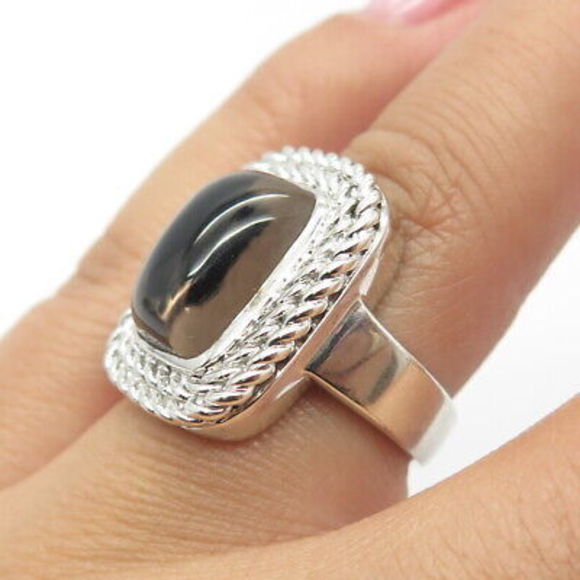 925 Sterling Silver LXG Jewelry Real Smoky Quartz Cocktail Ring Size 6.25 - Picture 2 of 8